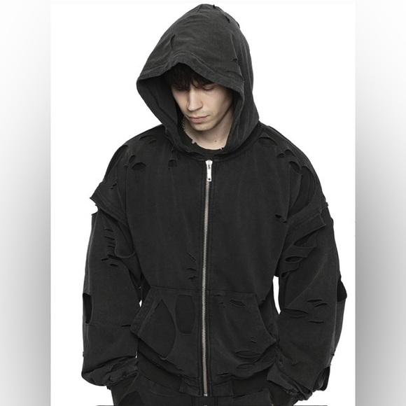 RACER WORLDWIDE unisex Distressed 2 Layer Hoodie